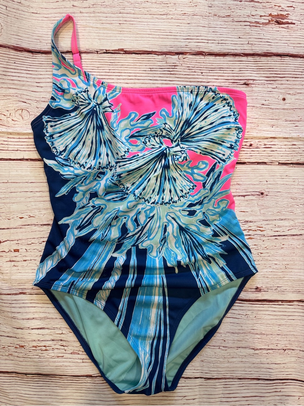 Lilly Pulitzer Larue One Piece in Deep Sea Navy Hooked On A Feeling Sz 6 - Picture 4 of 8
